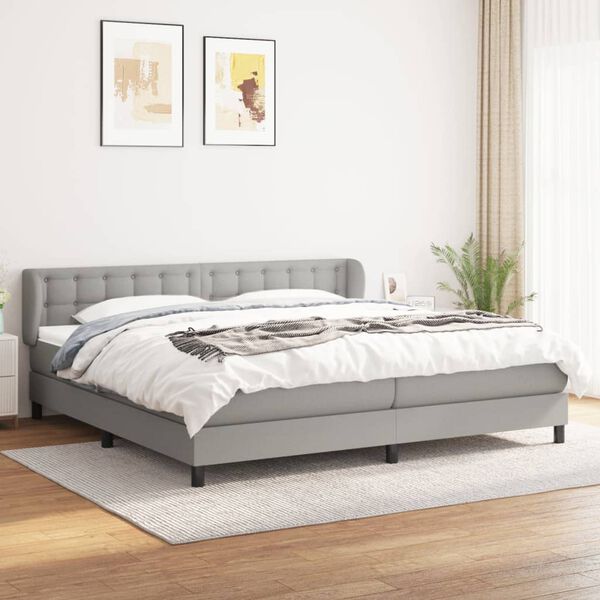vidaXL Cama box spring con colch&oacute;n tela gris claro 200x200 cm