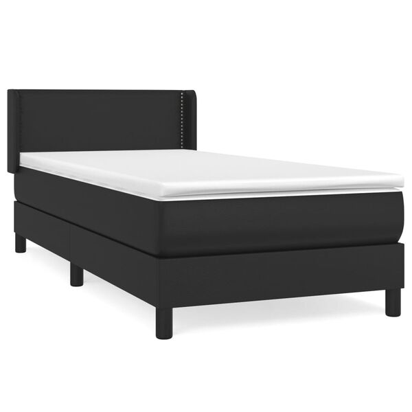 vidaXL Cama box spring con colchón cuero sintético negro 90x190 cm