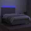 vidaXL Cama box spring colch&oacute;n y luces LED tela gris claro 140x190 cm