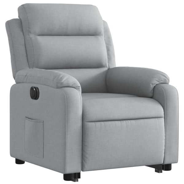 vidaXL Sill&oacute;n el&eacute;ctrico reclinable elevable de tela gris claro