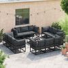 vidaXL Conjunto de sofá de jardín con cojín 13 pcs Negro Aluminio