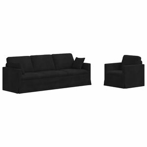 vidaXL Juego de Sof&aacute; 2 pcs Negro 228 x 78 x 80 cm Terciopelo