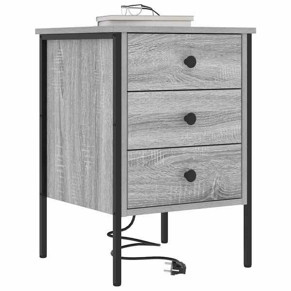 vidaXL Armario de Noche con caj&oacute;n 2 pcs Gris Sonoma 42 x 41 x 61 cm
