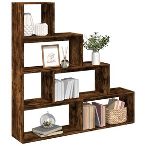 vidaXL Librer&iacute;a divisora 4 niveles roble ahumado 143,5x29x143,5 cm
