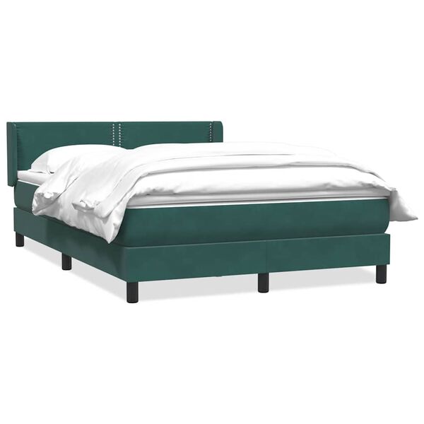vidaXL Cama box spring con colch&oacute;n terciopelo verde oscuro 140x210 cm
