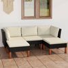 vidaXL Set de muebles de jard&iacute;n 5 pzas y cojines rat&aacute;n sint&eacute;tico negro