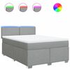 vidaXL Cama box spring con colch&oacute;n tela gris claro 140x190 cm