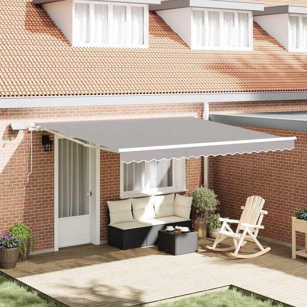 vidaXL Toldo Retr&aacute;ctil Manual Gris Claro 400 x 300 cm Tela y acero