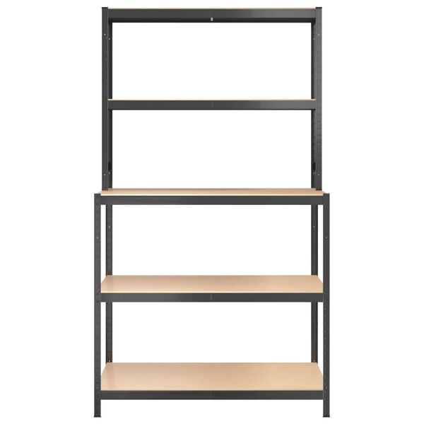 vidaXL Mesa de trabajo con estantes 5 niveles madera y acero antracita