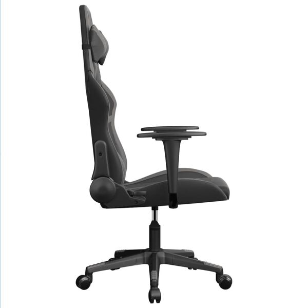 vidaXL Silla gaming de masaje cuero sintético negro y gris