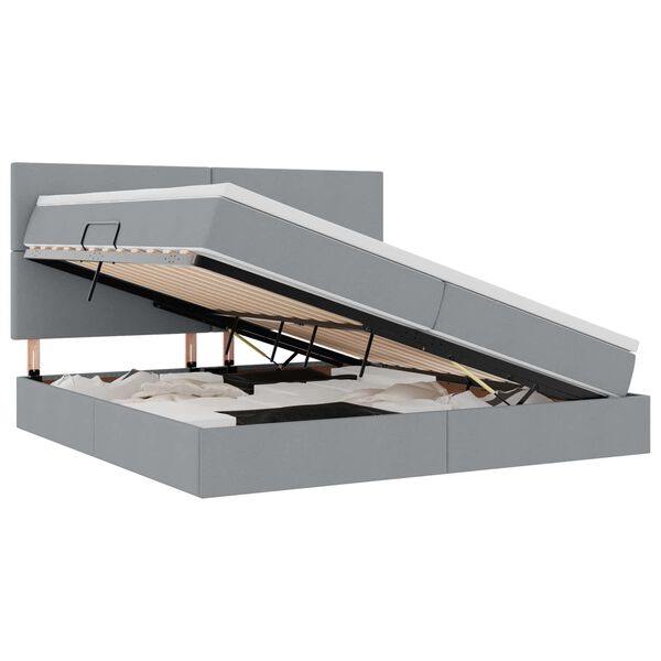 vidaXL Cama con almacenamiento y colch&oacute;n Gris Claro 200 x 200 cm