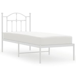 vidaXL Estructura cama sin colch&oacute;n con cabecero metal blanco 75x190 cm