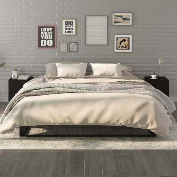 vidaXL Mesitas de noche 2 unidades madera contrachapada negra