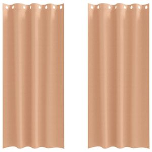 vidaXL Cortinas Opacas con Anillas 2 pcs Marr&oacute;n Claro 245 x 140 cm