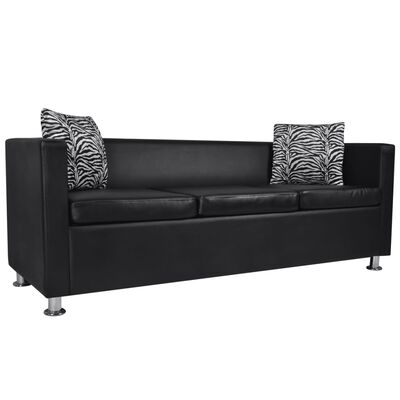 vidaXL Conjunto de sofás de 2 y 3 plazas de cuero artificial negro