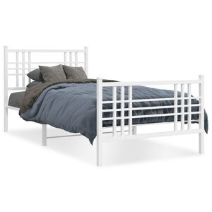vidaXL Estructura cama sin colch&oacute;n con estribo metal blanco 90x190 cm