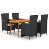 vidaXL Juego de comedor para jard&iacute;n 5 piezas negro