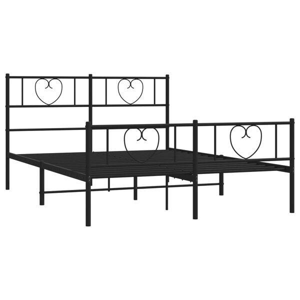 vidaXL Estructura cama sin colch&oacute;n con estribo metal negro 160x200 cm