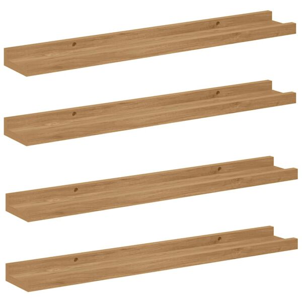 vidaXL Estante de pared con estante 4 pcs Marr&oacute;n 60 x 9 x 3 cm