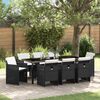 vidaXL Conjunto de Comedor de Jard&iacute;n 9 pcs Negro rat&aacute;n sint&eacute;tico