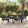 vidaXL Conjunto de Comedor de Jard&iacute;n 5 pcs Negro rat&aacute;n sint&eacute;tico