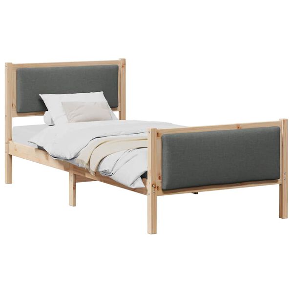 vidaXL Estructura de cama con cabecera Gris oscuro 90 x 190 cm tela
