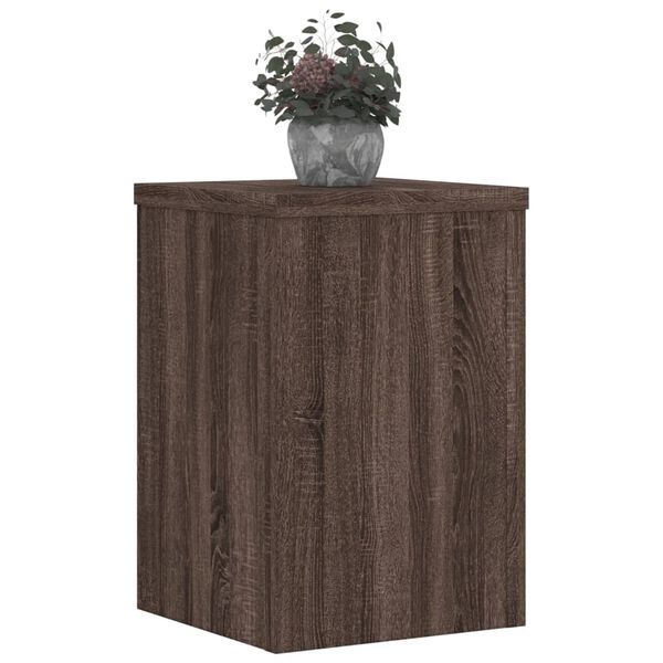 vidaXL Soportes de plantas 2 uds madera marr&oacute;n roble 25x25x35 cm