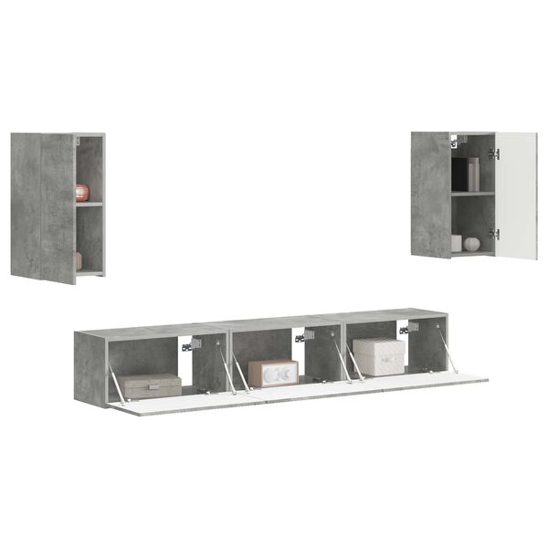 vidaXL Conjunto de mueble de TV 5 pcs Gris Concreto