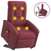 vidaXL Sill&oacute;n reclinable de masaje elevable tela rojo tinto