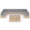 vidaXL Juego de muebles de jard&iacute;n 12 pzas y cojines madera maciza pino