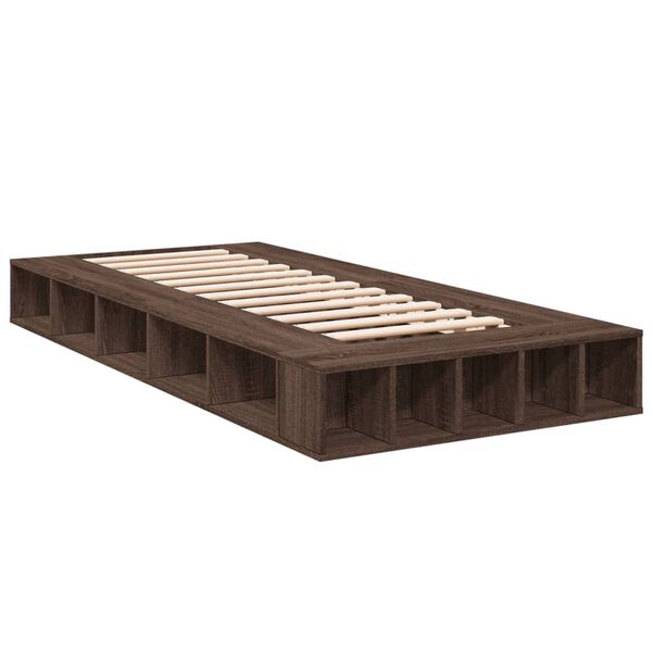 vidaXL Estructura de cama madera de ingenier&iacute;a roble marr&oacute;n 90x200 cm
