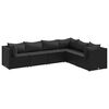 vidaXL Set muebles de jard&iacute;n 6 piezas y cojines rat&aacute;n sint&eacute;tico negro