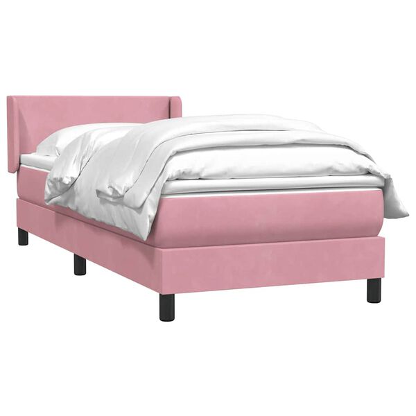 vidaXL Cama box spring con colch&oacute;n terciopelo rosa 80x220 cm
