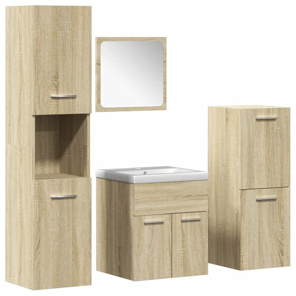 vidaXL Juego de muebles de baño 5 pzas madera ingeniería roble Sonoma