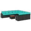 vidaXL Set de sof&aacute;s de jard&iacute;n y cojines 12 pzas rat&aacute;n sint&eacute;tico negro