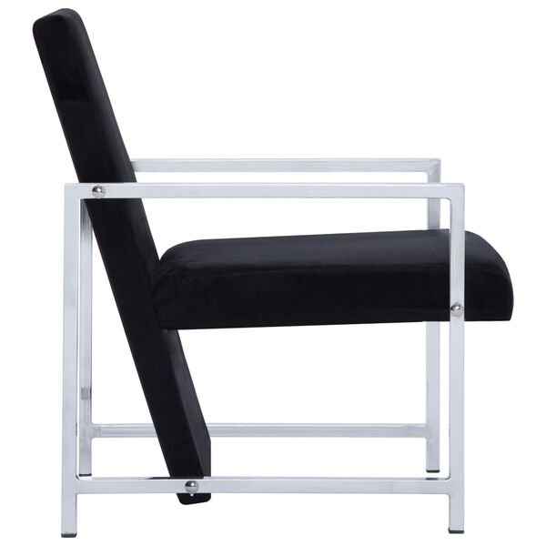 vidaXL Sill&oacute;n con patas cromadas de terciopelo negro