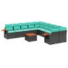 vidaXL Set de sof&aacute;s de jard&iacute;n 11 pzas y cojines rat&aacute;n sint&eacute;tico negro