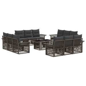 vidaXL Conjunto de sof&aacute;s de jard&iacute;n 13 uds. Gris y Gris Oscuro