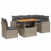 vidaXL Set de muebles de jard&iacute;n 6 pzas y cojines rat&aacute;n sint&eacute;tico gris