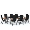 vidaXL Juego de comedor para jard&iacute;n 9 piezas negro