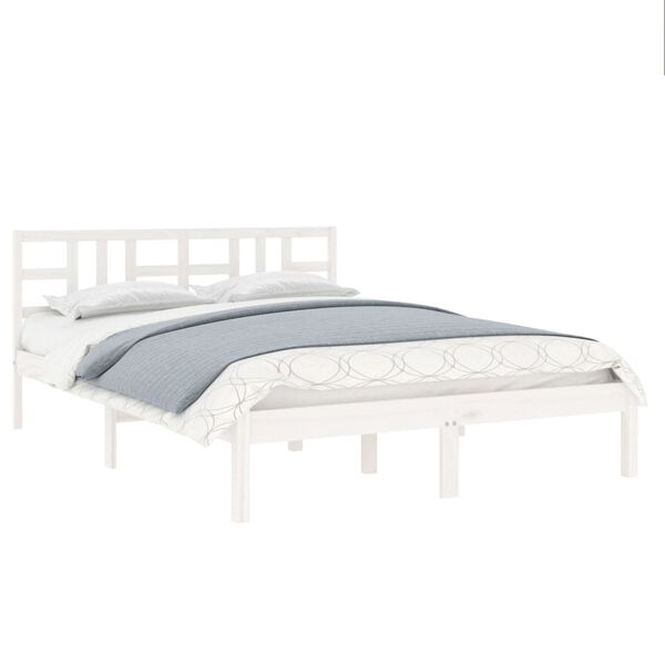 vidaXL Estructura de cama madera maciza blanca 200x200 cm