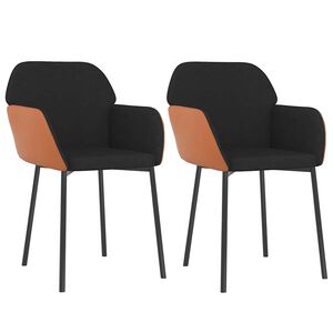 vidaXL Sillas de comedor 2 unidades cuero sint&eacute;tico y tela negro