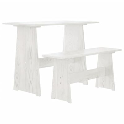 vidaXL Mesa de comedor con banco de madera maciza de pino blanca