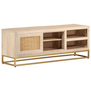 vidaXL Mueble de TV madera maciza de mango y hierro 110x30x40 cm
