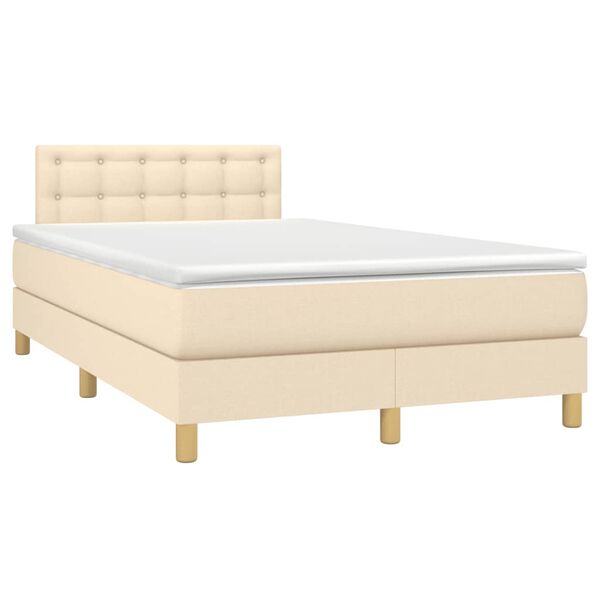 vidaXL Cama box spring con colch&oacute;n tela color crema 120x190 cm