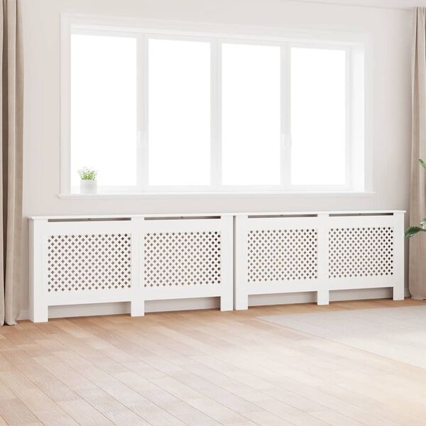 vidaXL Cubiertas para radiador 2 unidades MDF blanco 172x19x81,5 cm