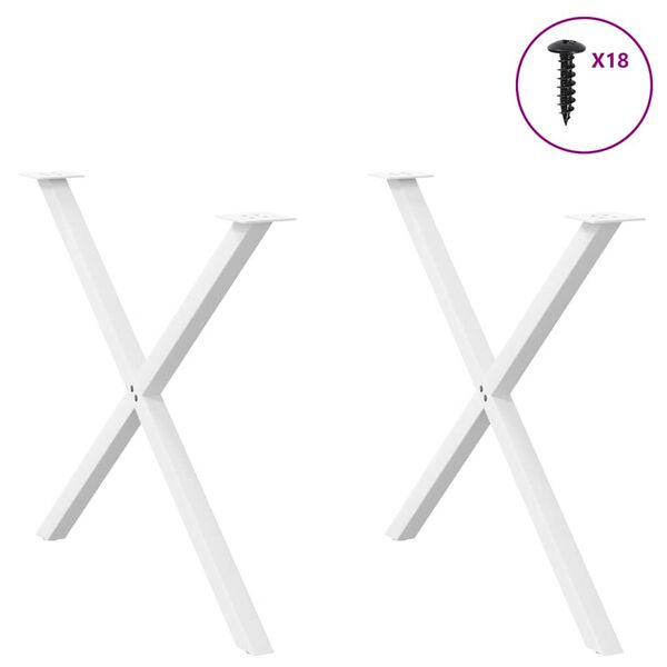 vidaXL Patas para mesa de comedor en forma de X (2 unidades), color blanco, 90 x (72-73) cm, acero