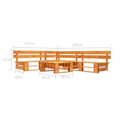vidaXL Set de muebles de palets de jardín 4 pzas madera marrón miel
