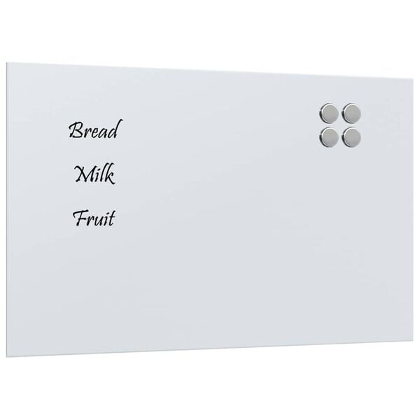 vidaXL Pizarra magn&eacute;tica de pared vidrio templado blanco 80x50 cm