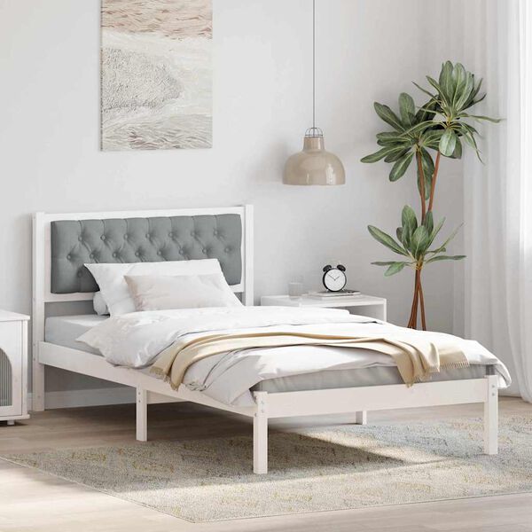vidaXL Estructura de cama con cabecera Gris Claro 100 x 200 cm